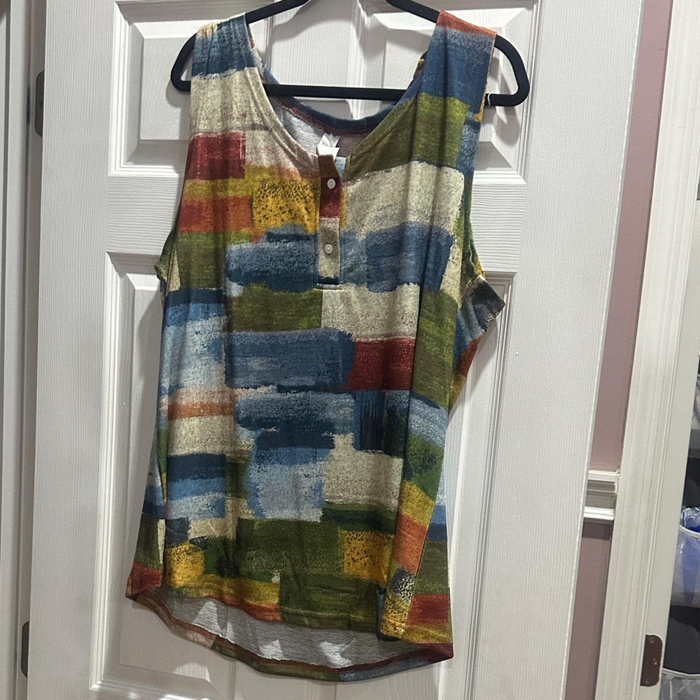 Source Unknown Multicolor Abstract Tank Top